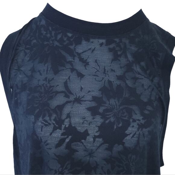 Ivy Park Beyonce Burnout Semisheer Black Oversized Floral Tank Medium Sleeveless - Picture 3 of 7